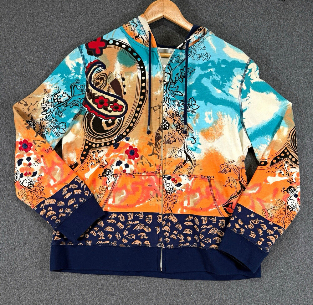 Cato Multicolor Paisley Floral Full Zip Hoodie Womens Large
